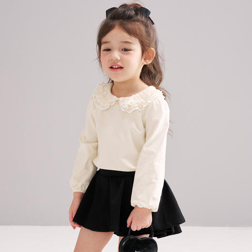 笛莎Deesha 2026春季女童气质甜美蕾丝翻领长袖T恤 商品图3