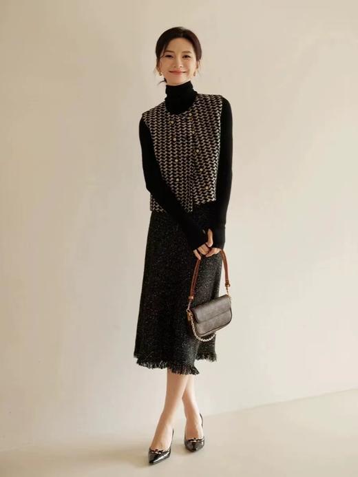 F010701小香风肌理金葱暗闪斜裁显瘦小鱼尾流苏半身裙 商品图7