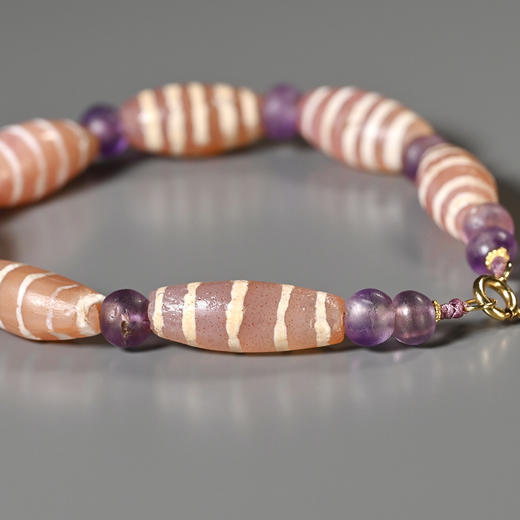 镶蚀红玉髓线珠+西亚高古紫水晶手串 商品图3