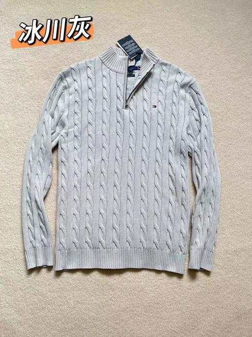 F010772秋冬男装绞花肌理半拉链立领全棉针织衫毛衣 商品图13