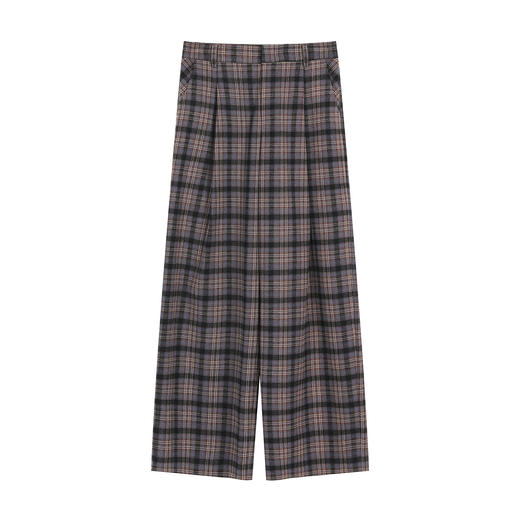 NEELLY纳俪商场同款冬季新款复古格纹休闲阔腿裤女百搭时髦长裤N25113H01161 商品图3