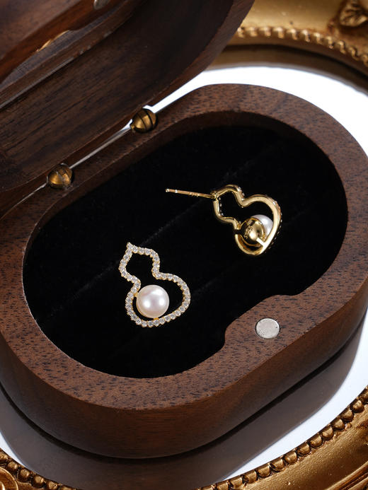 子佩集【纳福之珠】银S925珍珠惜王妃耳钉【XXED001】5mm珠双色葫芦2601 商品图3