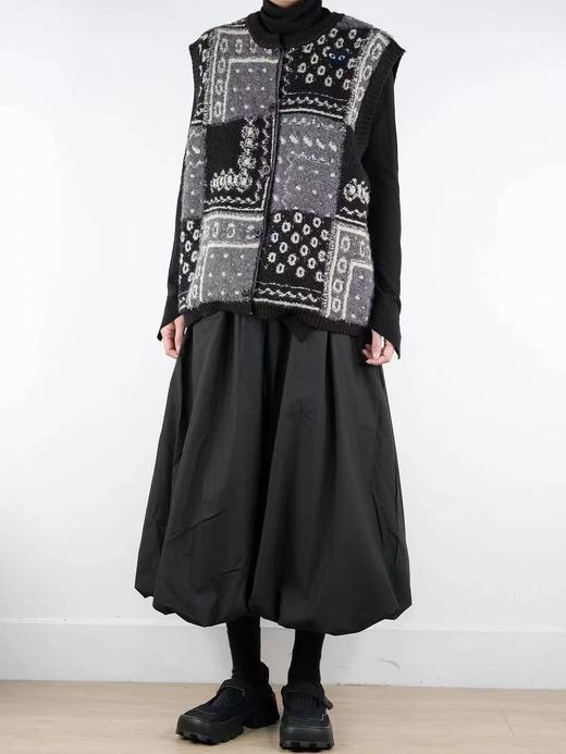 F010710慵懒复古感大地色系拼色针织无袖马甲女 商品图0