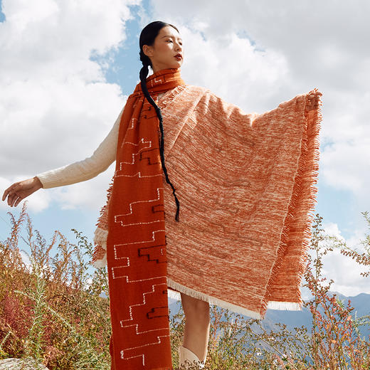 西藏手工捻纱氆氇双色披毯  SJF97P791N 商品图4