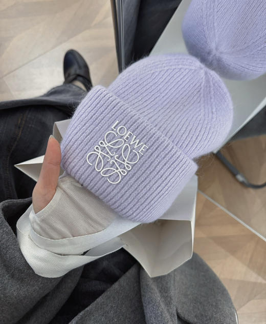 老罗lowe经典兔毛针织冷帽毛线帽 商品图11