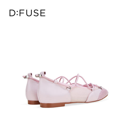 Dfuse迪芙斯2026春季新款方头羊皮网布拼接交叉绑带芭蕾舞鞋玛丽珍单鞋DFE1111090 商品图12