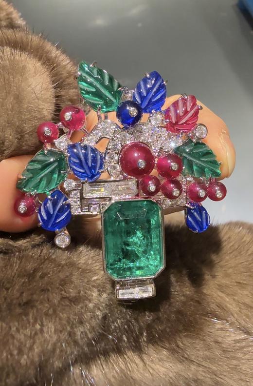 DULY杜丽花园 水果锦囊蓝绿色胸针 商品图6