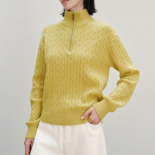 NEELLY纳俪商场同款冬季新款百搭慵懒绞花针织衫女肌理感休闲上衣N25111A01100 商品图2