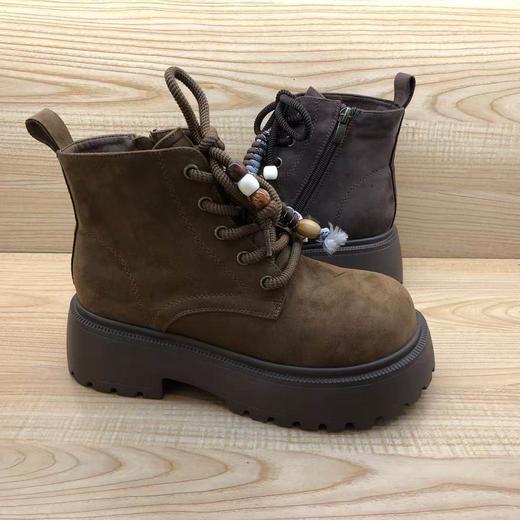 豪行2025年冬季新款时尚休闲厚底真棉皮女短靴25422776M 商品图5