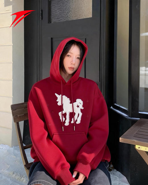 金莱克马年连帽卫衣男女款春季简约百搭宽松打底衫情侣外套卫衣JLK6211 商品图6