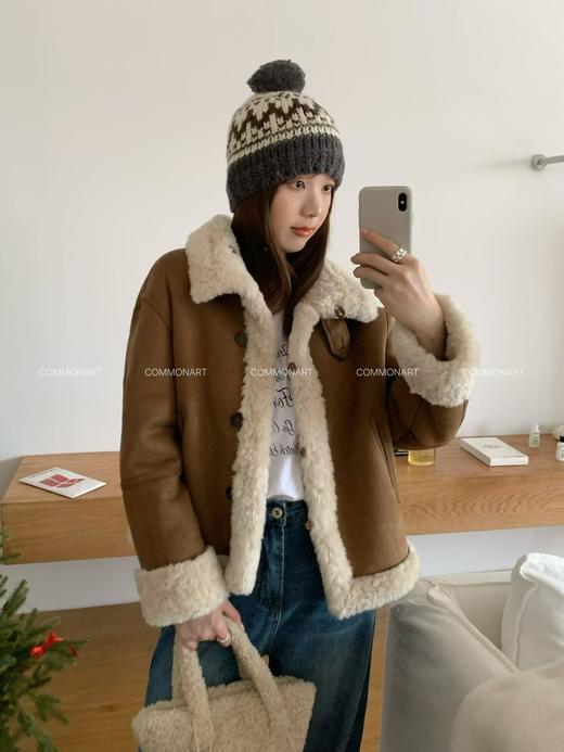 【软糯保暖❗️时尚百搭】高级感时髦粽色两面穿羊羔毛外套百搭皮毛一体外穿上衣女潮ZIF。jc 商品图0