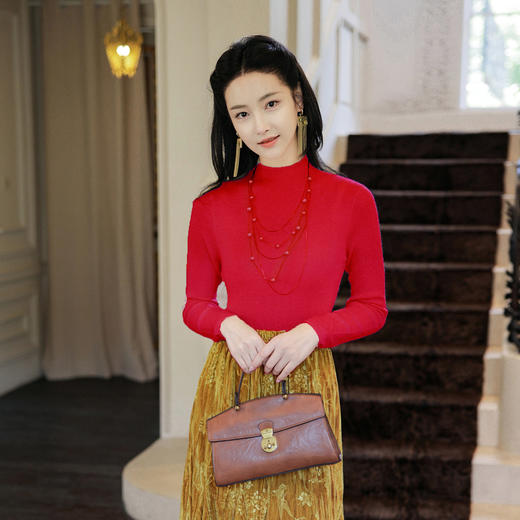 逸红颜《芙霜》2026秋新款日常百搭基础款内搭纯色针织打底衫女 商品图2