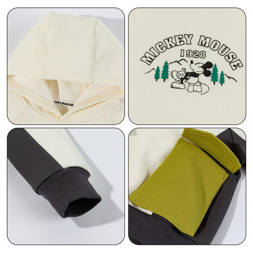 迪士尼（Disney）童装男童连帽套头卫衣休闲运动拼色立体口袋童趣2026春季新款上衣ZD1FS041 商品图9