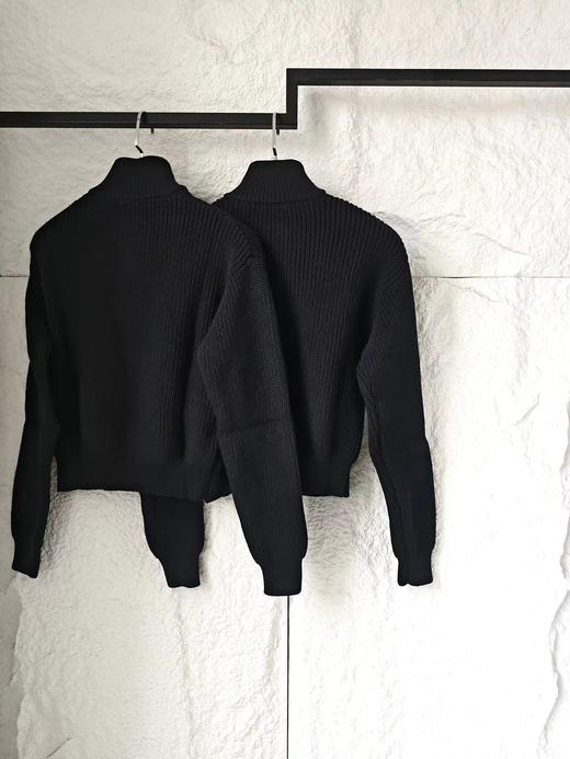 F010717秋冬氛围感拉满！精典立领拉链针织毛衣外套男女同款 商品图8