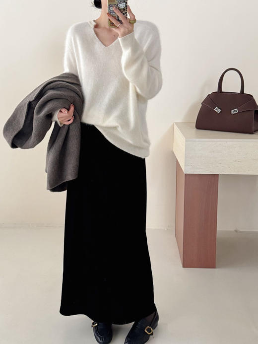 慵懒剪刀领无缝一体机9.3山羊绒+90.7绵羊毛高奢毛衣 商品图14