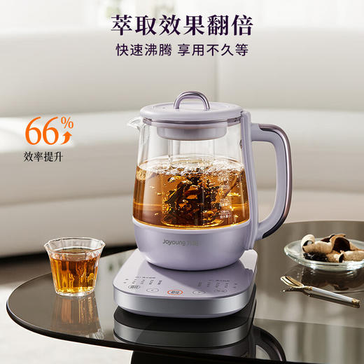 九阳全玻璃沸萃养生壶1.5L炖煮一体办公室烧水壶电热花茶壶煮茶器 商品图5