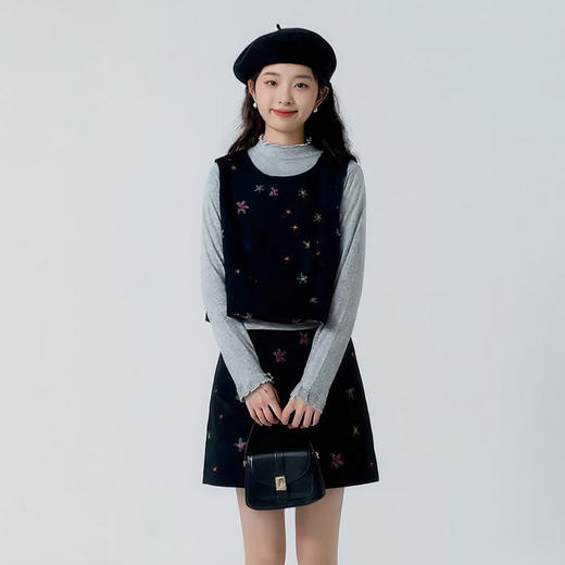 奢姿大码女装2026春季小花图案减龄三件套胖妹妹半高领时尚套装9961991196AB 商品图2