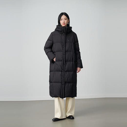 NEELLY纳俪商场同款冬季新款宽松连帽长款羽绒服女90白鸭绒外套N25114L03303 商品图3