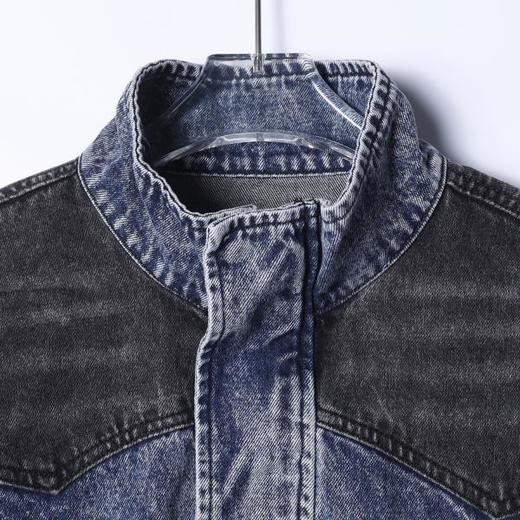 SDSA男士秋冬新款痞帅男装韩版撞色拼接立领牛仔夹克外套百搭宽松 商品图1