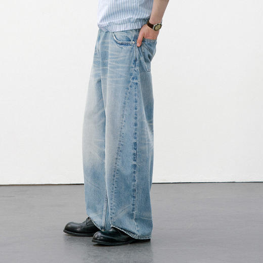 714street美式复古水洗做旧牛仔裤男2026春季潮牌休闲弧线弯刀裤 商品图1