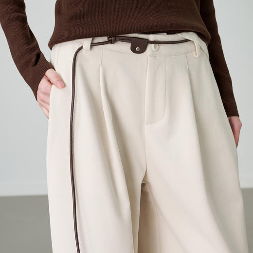 NEELLY纳俪商场同款冬季新款时尚休闲米白阔腿裤女百搭慵懒长裤N25114H06658 商品图2