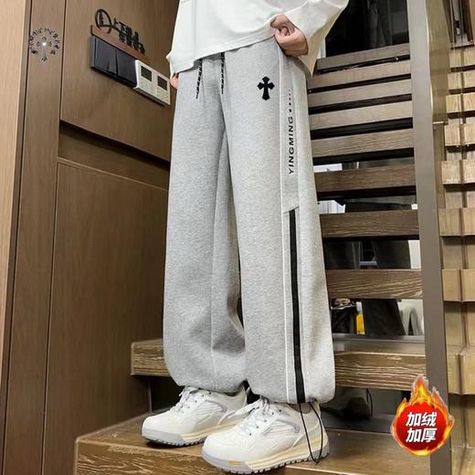 F010776新款两色高品质串标相拼加绒加厚休闲运动长裤 商品图4