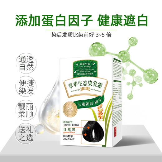 “无敏染发开创品牌”【胖*来热卖  赠精华素1支】上海章华汉草 生态染发霜 染护合一 便捷染发 162ml/盒金标版 商品图2