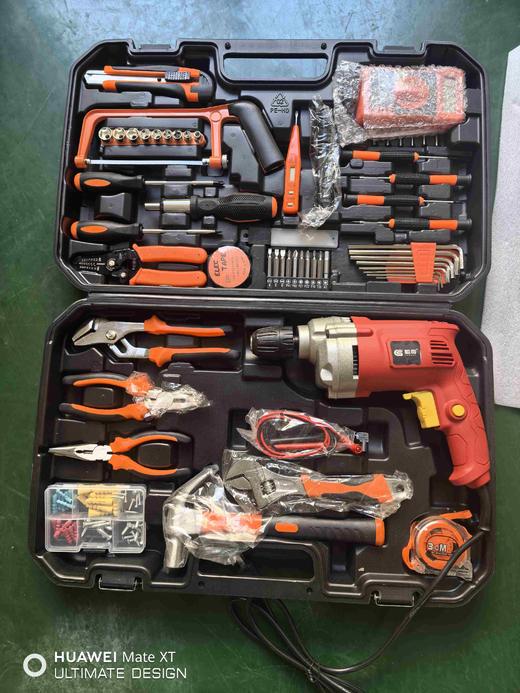 【货号05259】电钻套盒冲击钻套装工具不含电钻手动工具组合箱子家用工具箱子收纳箱 商品图3