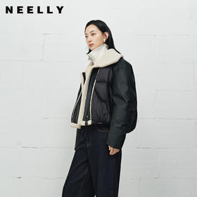NEELLY纳俪商场同款冬季新款时尚大翻领帅气羽绒服女宽松短款外套N25112L01132