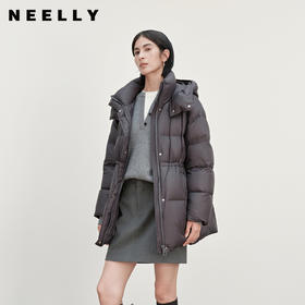 NEELLY纳俪商场同款冬新款百搭通勤中长收腰羽绒服女90白鸭绒外套N25113L01180