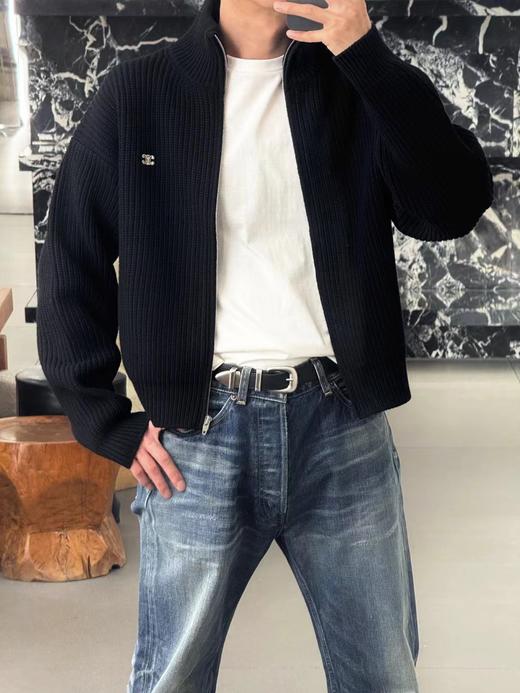 F010717秋冬氛围感拉满！精典立领拉链针织毛衣外套男女同款 商品图0