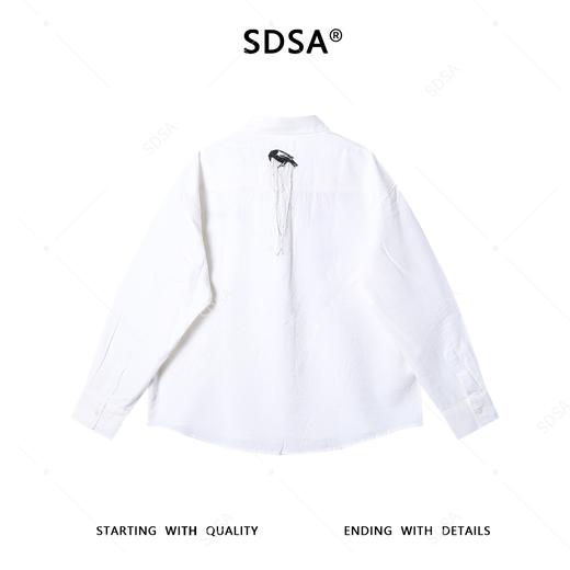 SDSA男士秋冬新款痞帅男装美式撞色刺绣字母流苏长袖衬衫百搭宽松 商品图5