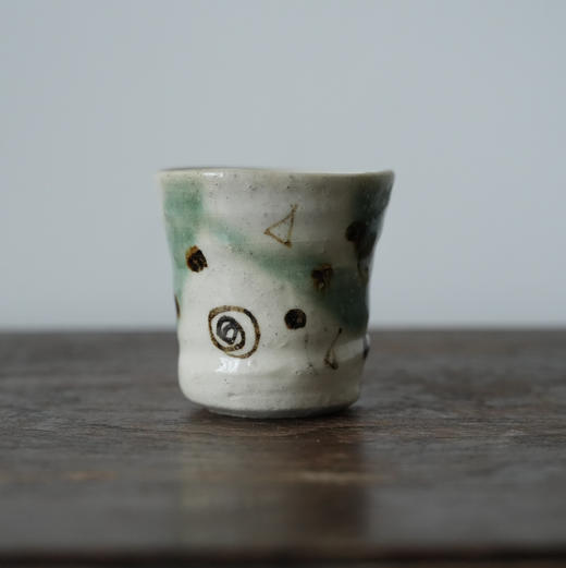 日本手作粉引手绘茶杯 带签章 X1469 商品图2