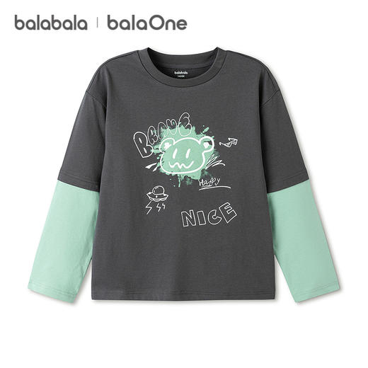 【balaOne】巴拉巴拉童装儿童长袖t恤男童2026春季新款假两件上衣 商品图4