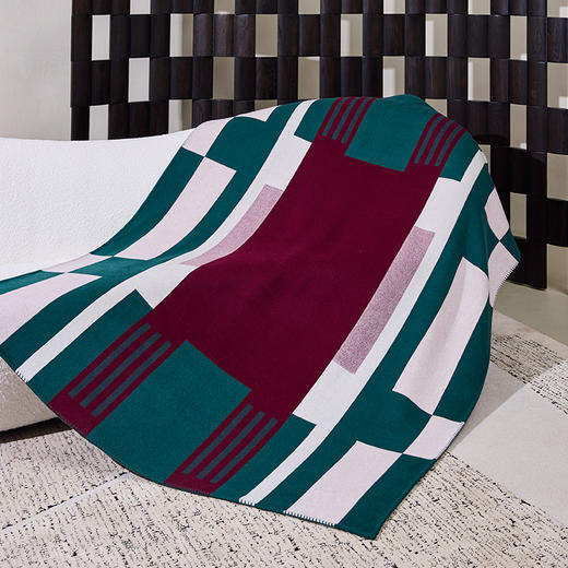 羊绒提花双面裹边披毯  SJF96P978B 商品图1