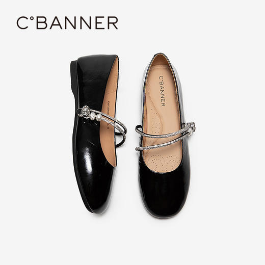 【上新】千百度碎钻双带薄底玛丽珍鞋女2026春季新款平底小香风浅口单鞋A26125093 商品图4