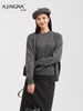 【细腻针织】阿菁娜新款绵羊毛针织开衫微廓形圆领细腻针织通勤百搭外套F30D318015 商品缩略图5