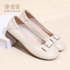 真皮蝴蝶结粗跟单鞋女通勤风软底舒适百搭小皮鞋6C2503-6 商品缩略图0