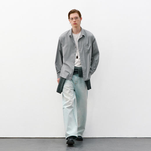 714street精纺竹纤维长袖衬衫男款2026春季潮牌宽松垂感休闲衬衣 商品图4