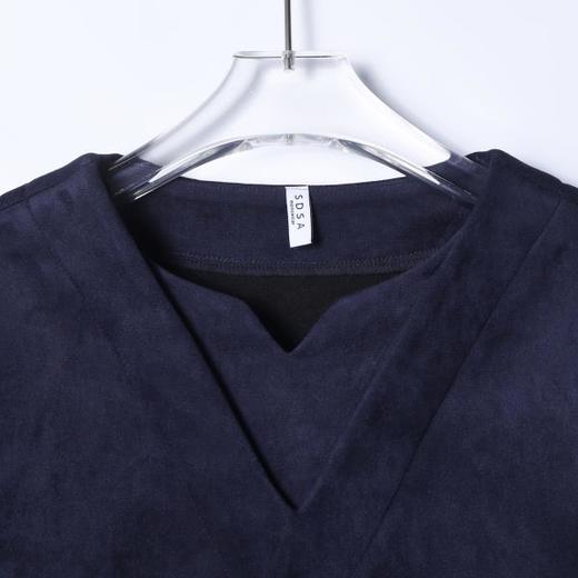 26T10SDSA秋冬新款痞帅男装简约植绒纯色拼接小V领卫衣百搭宽松上衣 商品图2