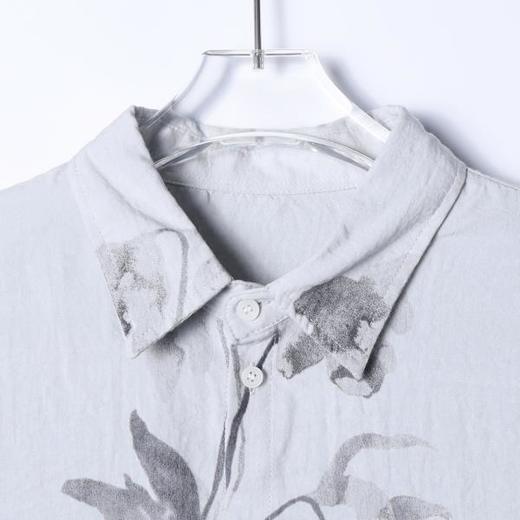 31224SDSA男士秋冬新款痞帅男装简约撞色植物花卉印花设计长袖衬衫百搭 商品图2