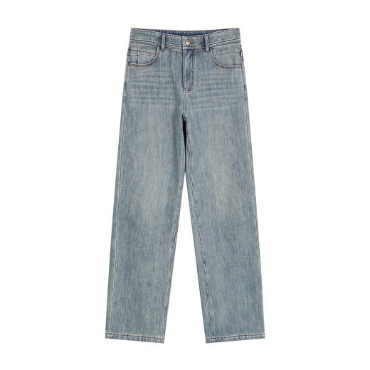 NEELLY纳俪商场同款冬新款时尚加绒保暖直筒牛仔裤女柔软显瘦长裤N25113H01162 商品图3