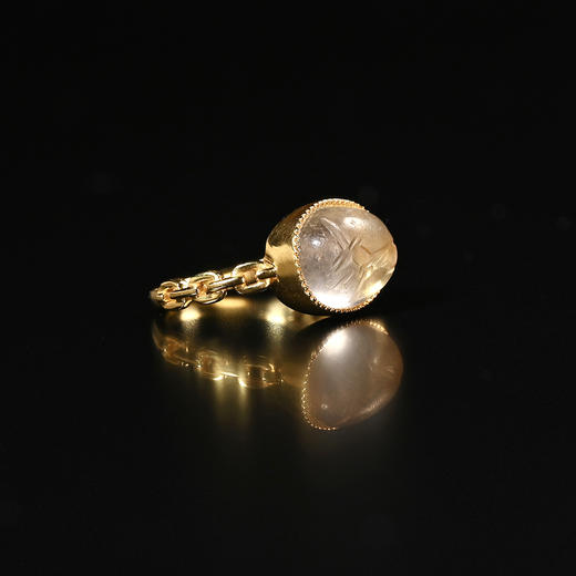 萨珊波斯白水晶羚羊印章珠戒指 商品图3