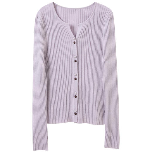 三彩2026春季新款修身长袖V领针织衫毛衫开衫外套上衣纯色M 商品图4