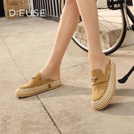 Dfuse迪芙斯2026春季新款包头编制手工感麻线鞋底穆勒拖鞋半包头拖鞋女鞋DFE1110074 商品图4