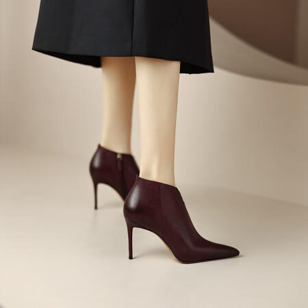 【预售5天】里外纯皮尖头超高跟鞋靴子细跟短靴裸靴性感&M12-1 商品图1
