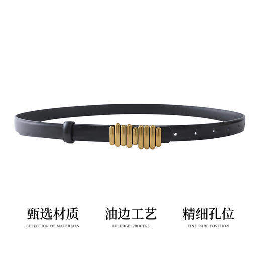 三彩2026新款二层牛皮腰带配饰金属扣长款收腰皮带简约复古通勤 商品图3