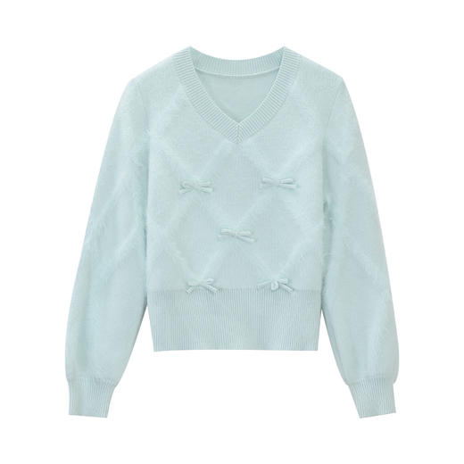 鹿向南「踏雪极光」秋冬新款原创设计感小众慵懒温柔系蓝色毛衣女 商品图1