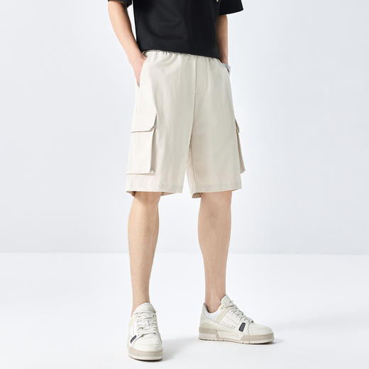 GXG男装【工装口袋】25夏季时尚松紧腰系绳男式宽松休闲五分短裤K&C 商品图7
