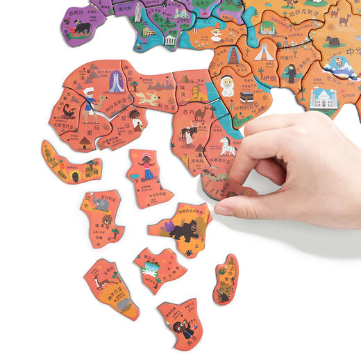 特宝儿大号磁性世界地图 | 强磁力拼块、地理认知启蒙、融入地区特色手绘图、让地理变有趣、4岁+ 商品图5